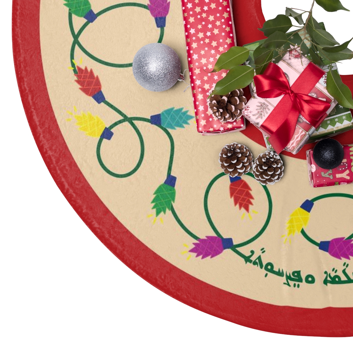 Illuminated Pine Cones Christmas Tree Skirt